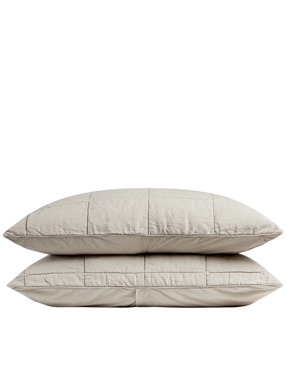 NEW Parachute Natural Beige Box Quilted Pillow Shams - Set of 2